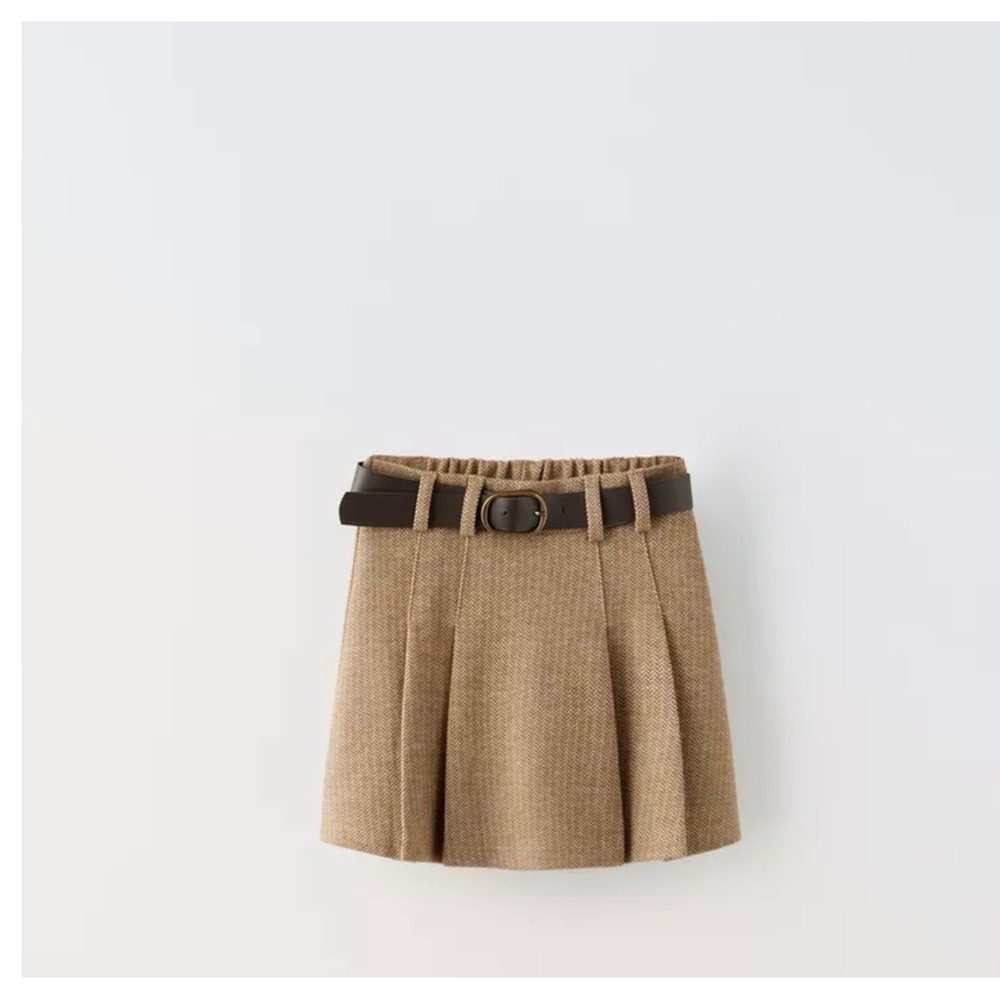 Zara Herringbone Skort age 8 Brown Excellent Pleated Shorts skort 1681/603